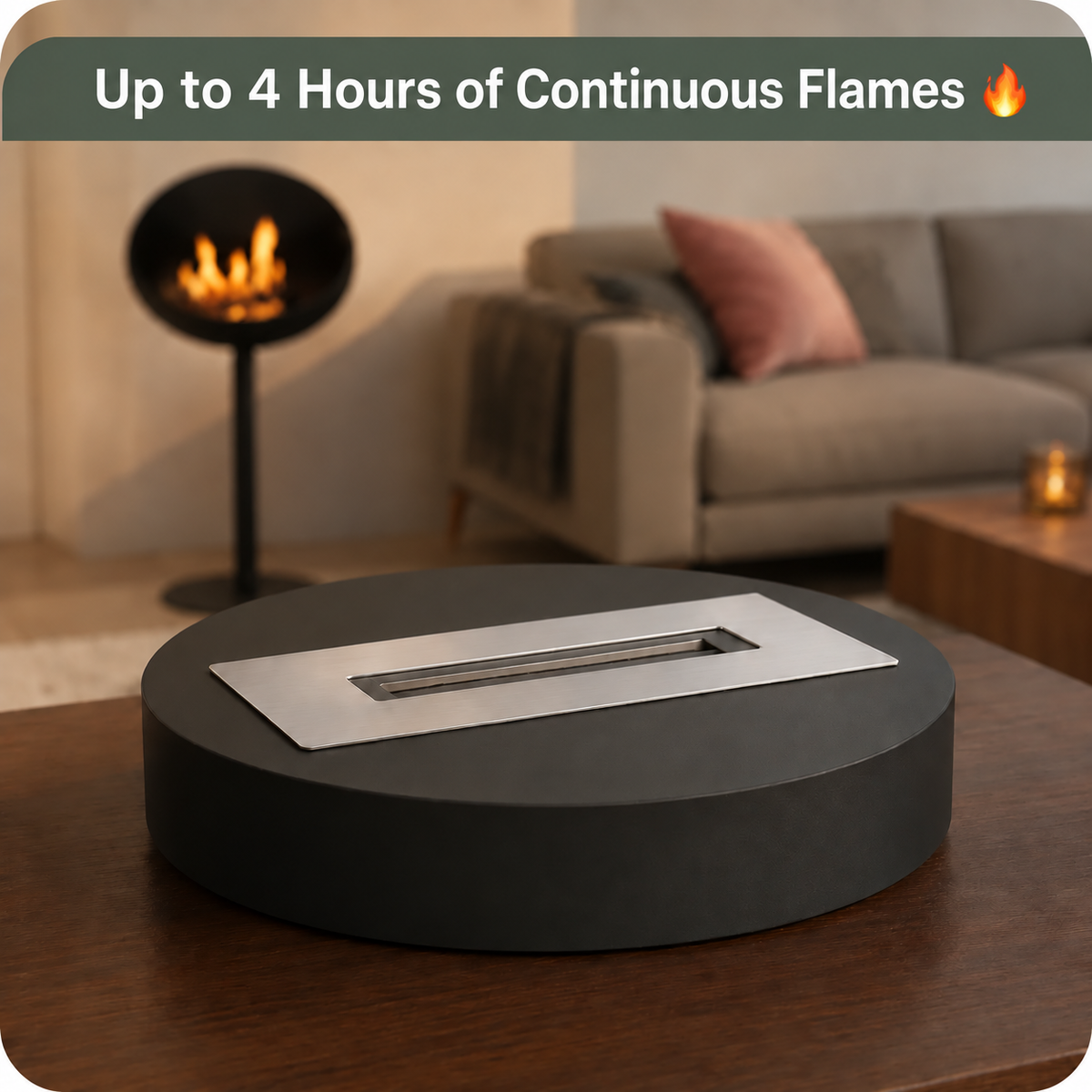 Premium Fuel Tank – Up to 4 Hours of Flames